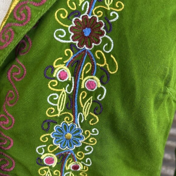Johnny Was Green Embroidered Fitted Coat Mandala on the Back Size Medium - Picture 11 of 13